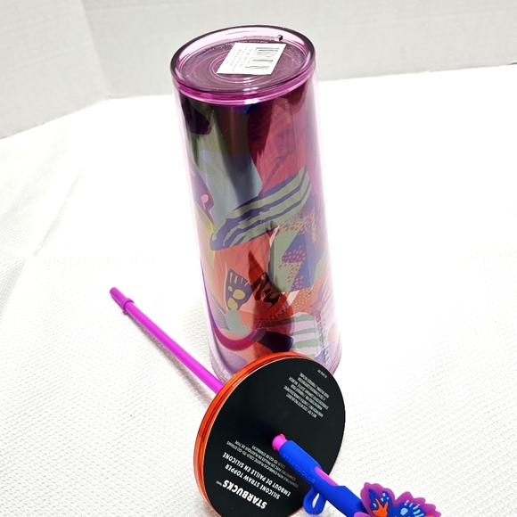 NEW Starbucks 2024 Summer Silicone Butterfly Straw Topper Iridescent Cold Cup - Picture 7 of 9